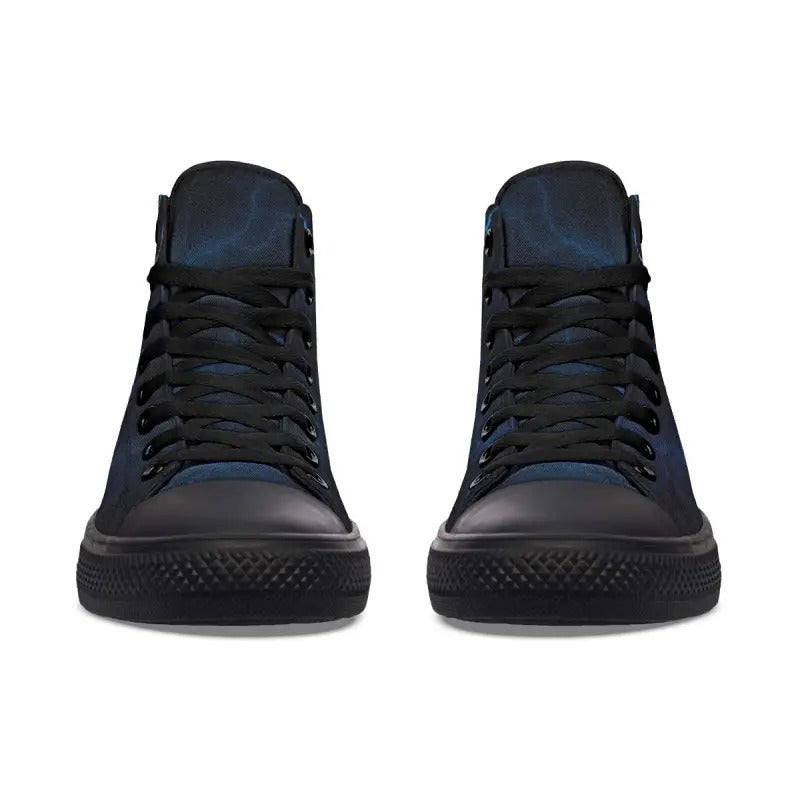 Blue Dragon High-Top Sneakers, Lightning Graphic Canvas Shoes for Men and Women