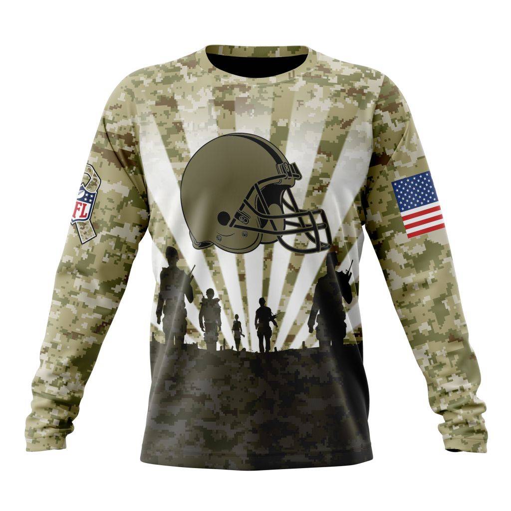 Custom NFL Cleveland Browns Salute To Service Honor Veterans And Their Families Unisex Sweatshirt SWS008