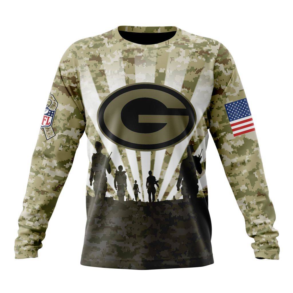 Custom NFL Green Bay Packers Salute To Service Honor Veterans And Their Families Unisex Sweatshirt SWS012