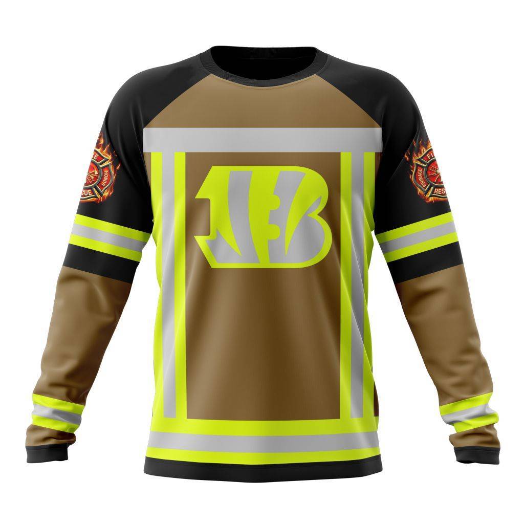 Customized NFL Cincinnati Bengals Special Firefighter Uniform Design Unisex Sweatshirt SWS074