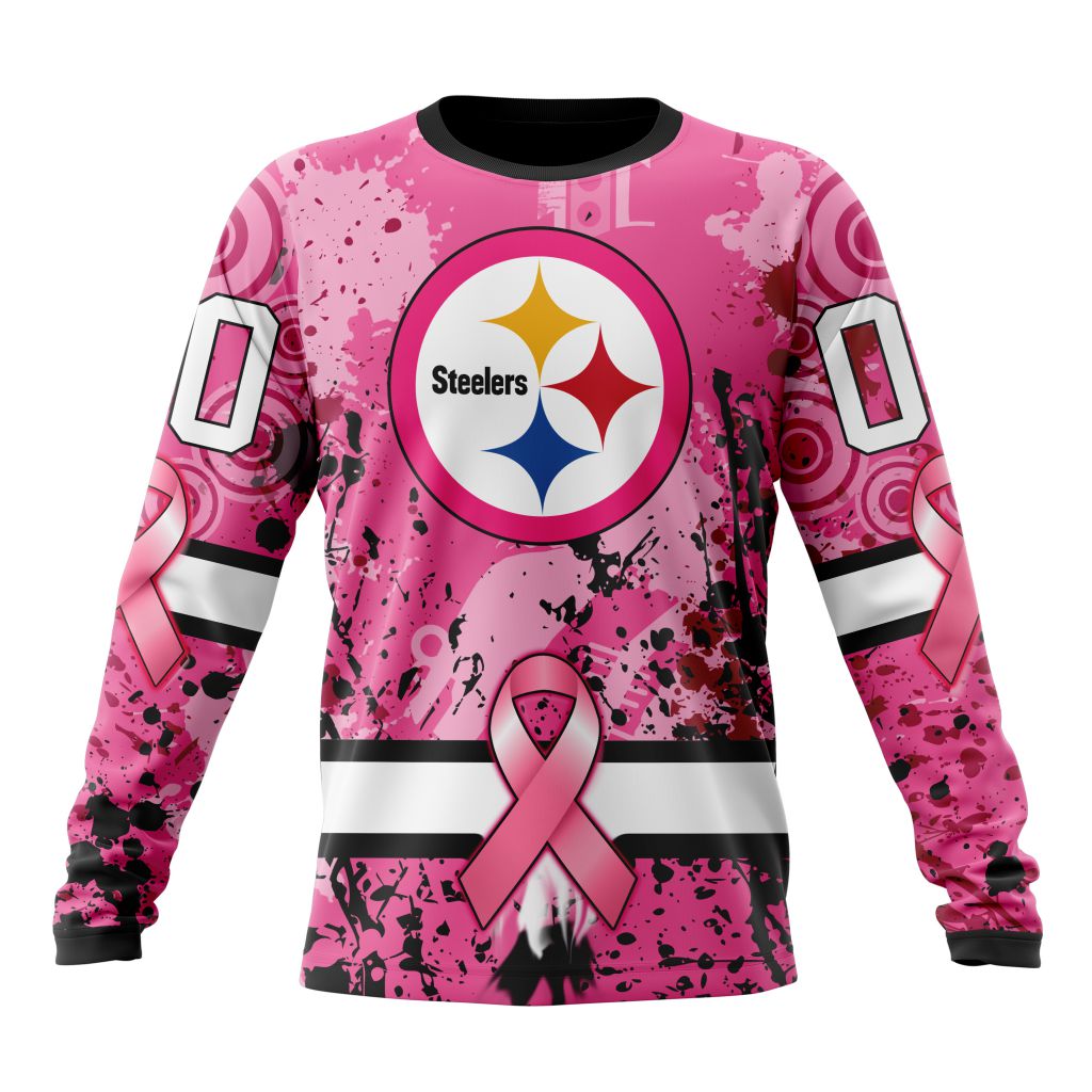 Customized NFL Pittsburgh Steelers I Pink I Can In October We Wear Pink Breast Cancer Unisex Sweatshirt SWS192
