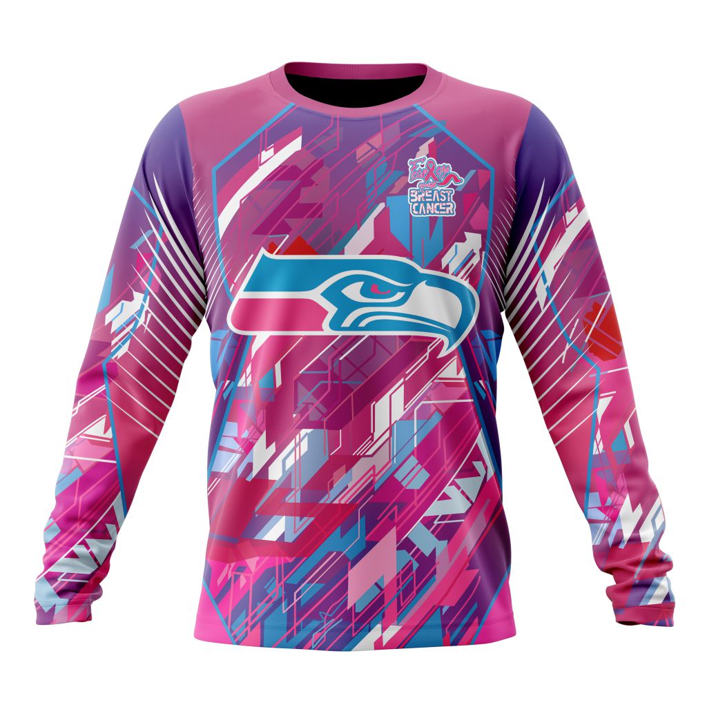 Customized NFL Seattle Seahawks I Pink I Can Fearless Again Breast Cancer Unisex Sweatshirt SWS203