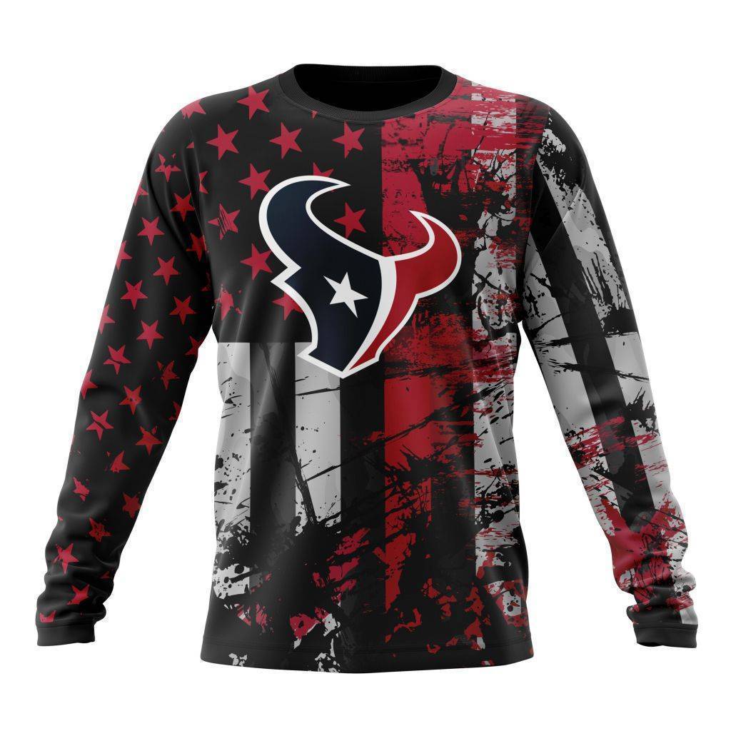 Personalized Houston Texans Classic Grunge American Flag Unisex Sweatshirt SWS276