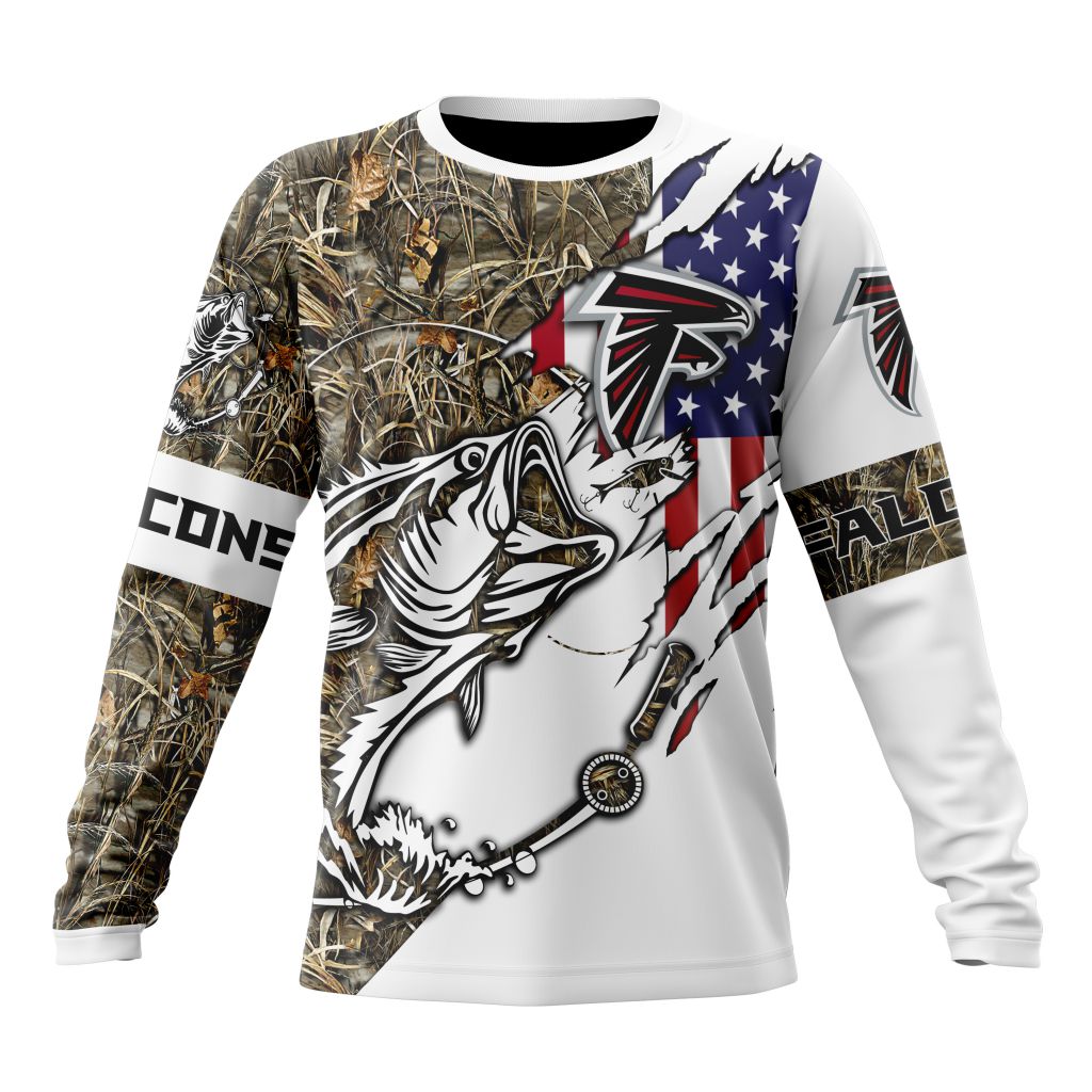 Personalized NFL Atlanta Falcons Fishing With Flag Of The United States Unisex Sweatshirt SWS347