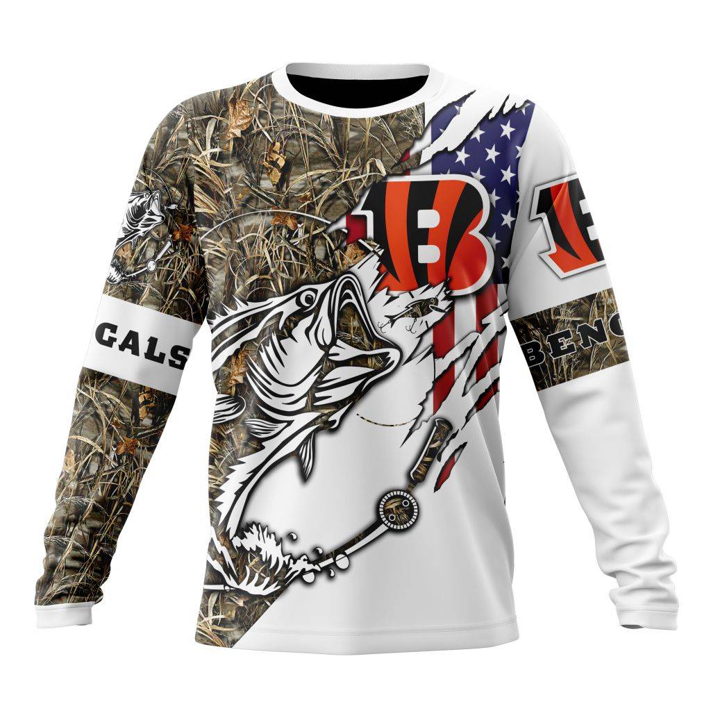 Personalized NFL Cincinnati Bengals Fishing With Flag Of The United States Unisex Sweatshirt SWS447