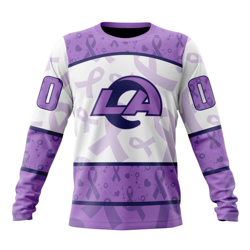 Personalized NFL Los Angeles Rams Special Lavender Fights Cancer Unisex Sweatshirt SWS694
