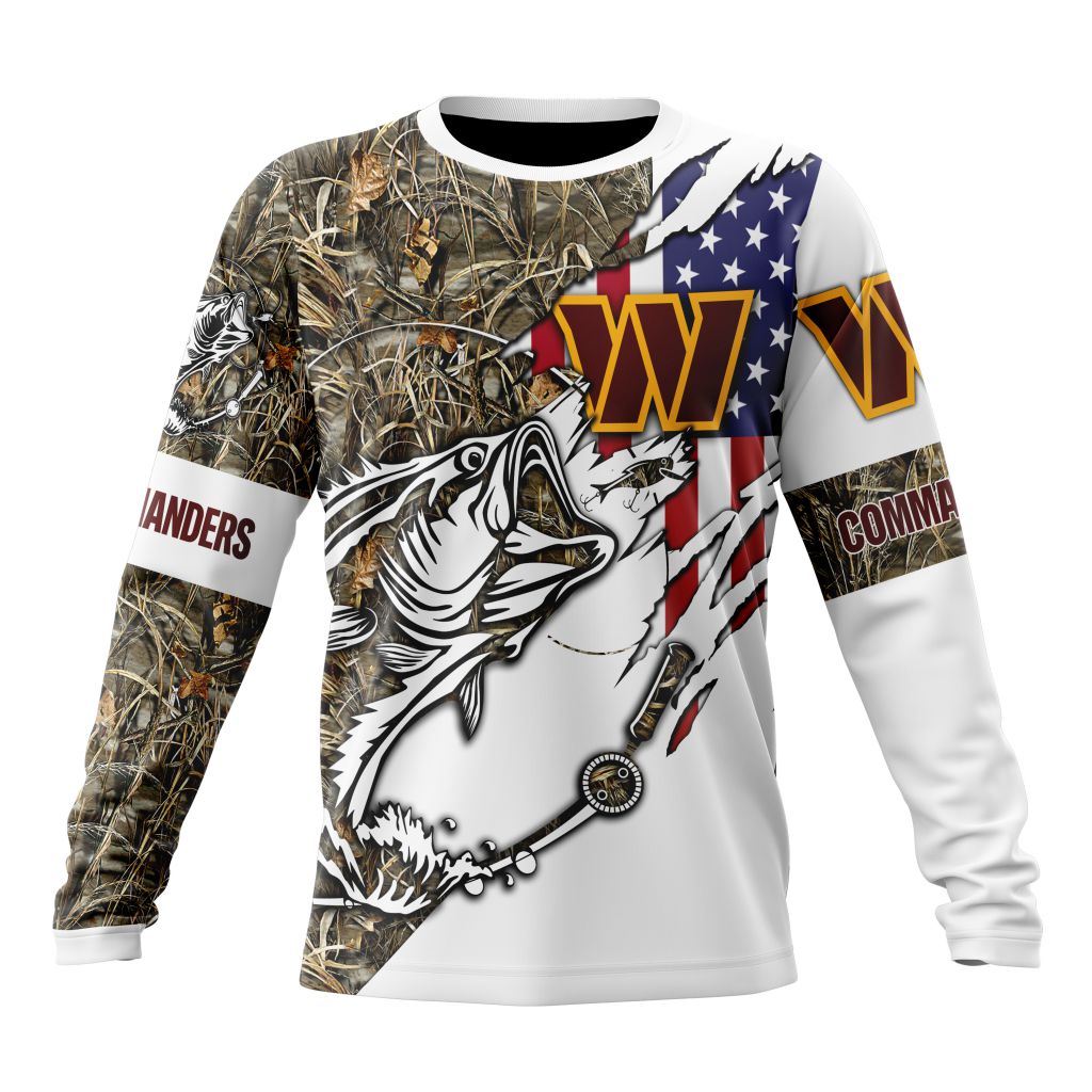 Personalized NFL Washington Commanders Fishing With Flag Of The United States Unisex Sweatshirt SWS944