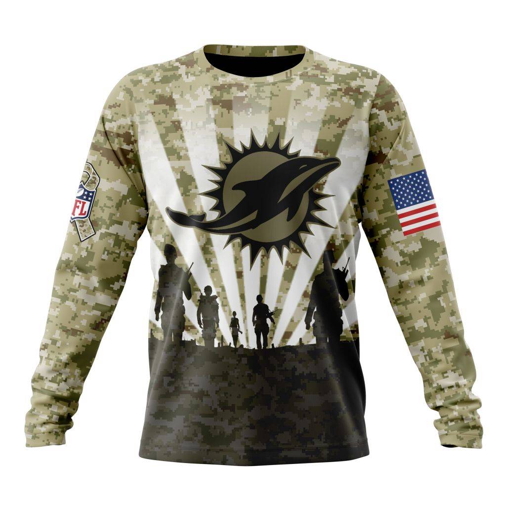 Custom NFL Miami Dolphins Salute To Service   Honor Veterans And Their Families Unisex Sweatshirt SWS020