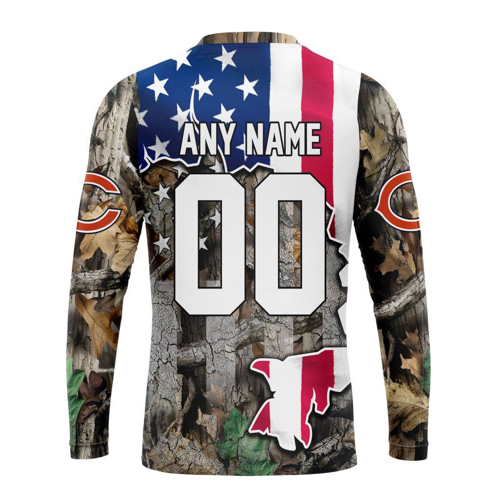 Customized NFL Chicago Bears USA Flag Camo Realtree Hunting Unisex Sweatshirt SWS068