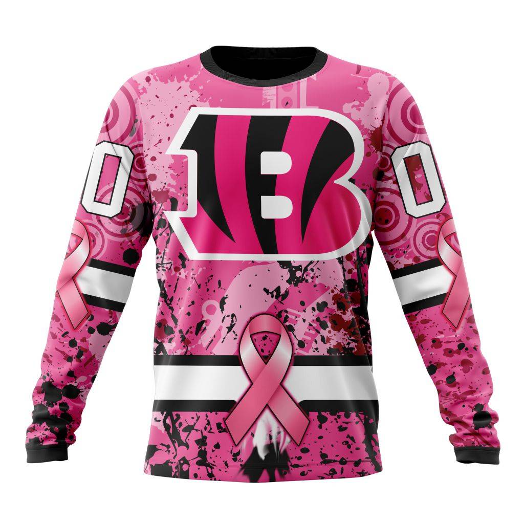 Customized NFL Cincinnati Bengals I Pink I Can In October We Wear Pink Breast Cancer Unisex Sweatshirt SWS071