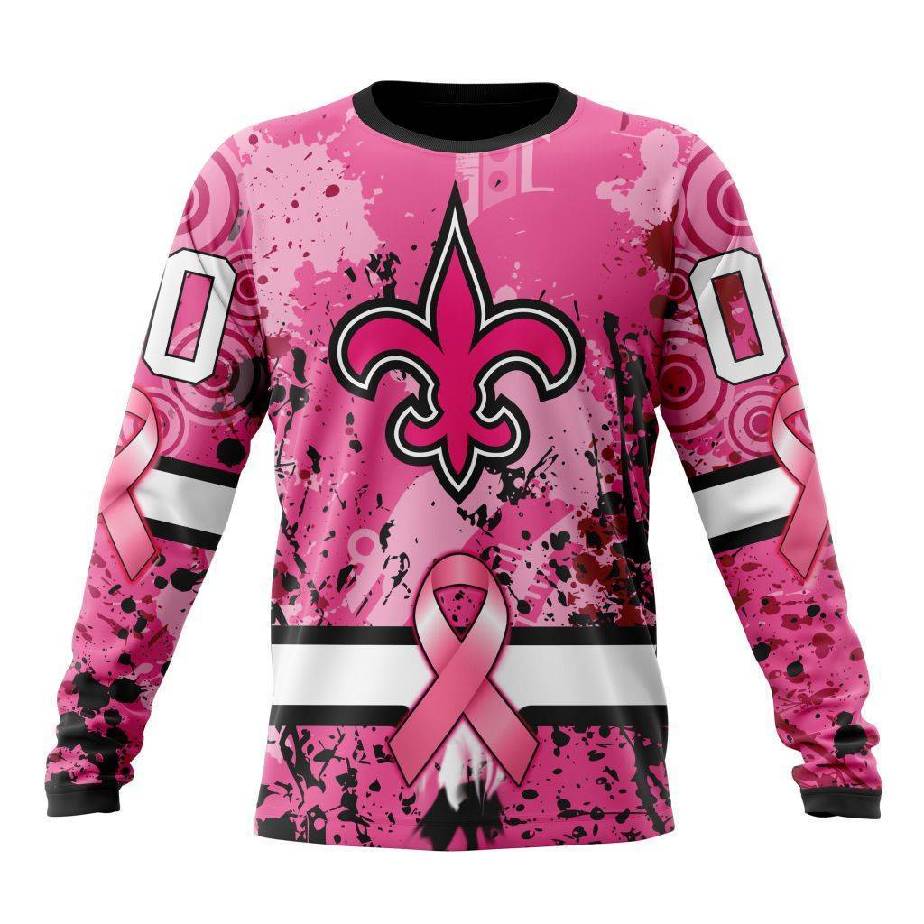 Customized NFL New Orleans Saints I Pink I Can In October We Wear Pink Breast Cancer Unisex Sweatshirt SWS168