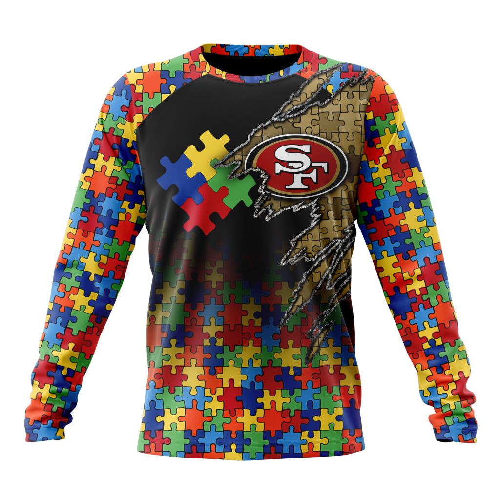Customized NFL San Francisco 49Ers Autism Awareness Design Unisex Sweatshirt SWS196