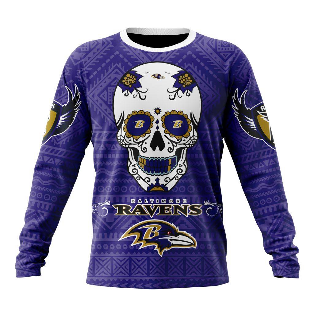 Personalized NFL Baltimore Ravens Specialized Kits For Dia De Muertos Unisex Sweatshirt SWS380