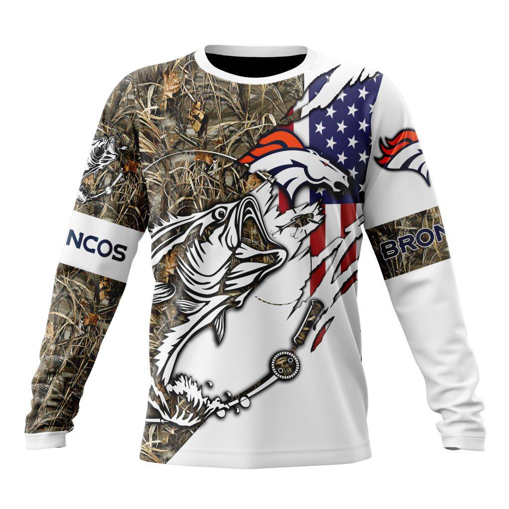 Personalized NFL Denver Broncos Fishing With Flag Of The United States Unisex Sweatshirt SWS507