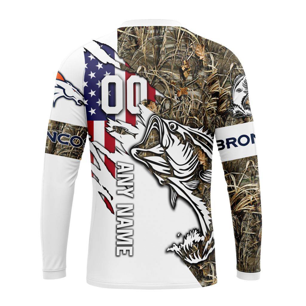 Personalized NFL Denver Broncos Fishing With Flag Of The United States Unisex Sweatshirt SWS507