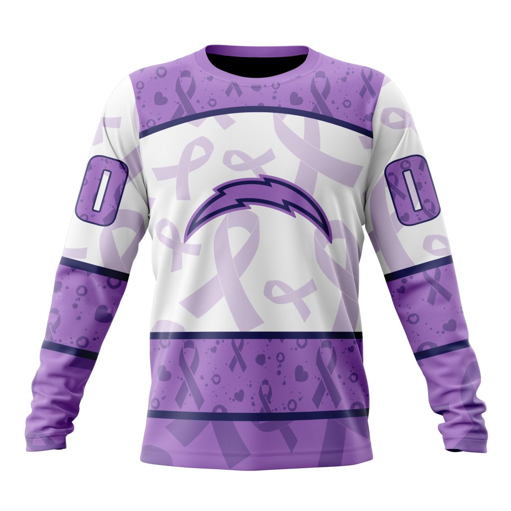 Personalized NFL Los Angeles Chargers Special Lavender Fights Cancer Unisex Sweatshirt SWS674